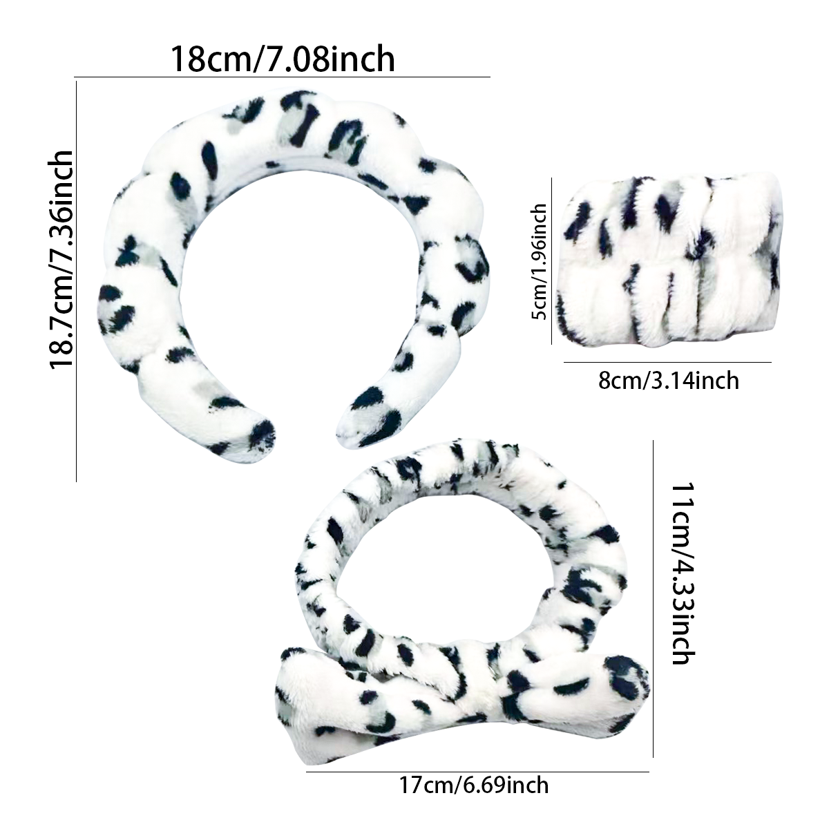 TK2024004-Head buckle bracelet headband four-piece set-Snow Leopard