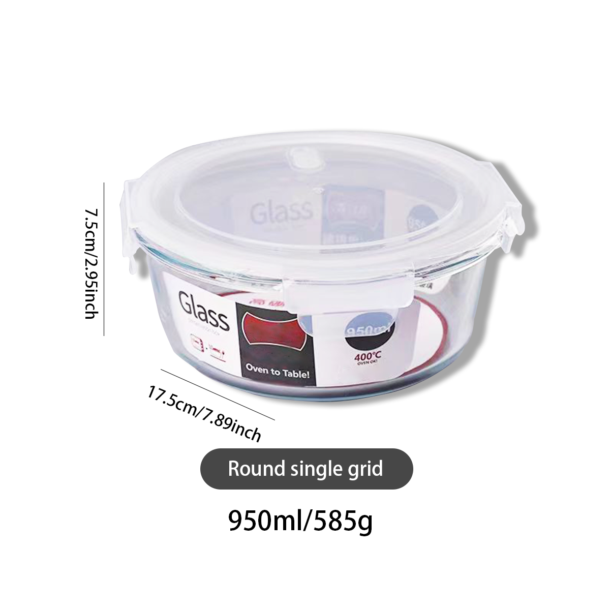 3010973-Round glass food storage box