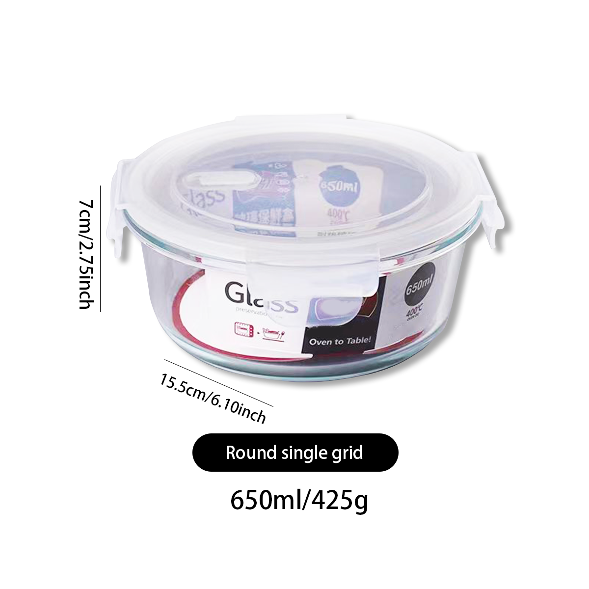 3010973-Round glass food storage box