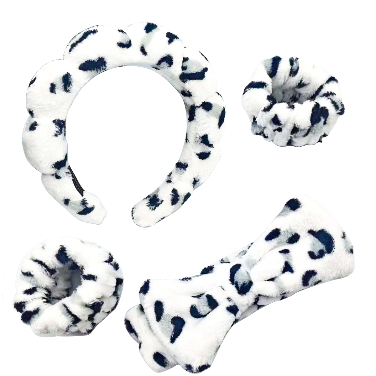 TK2024004-Head buckle bracelet headband four-piece set-Snow Leopard