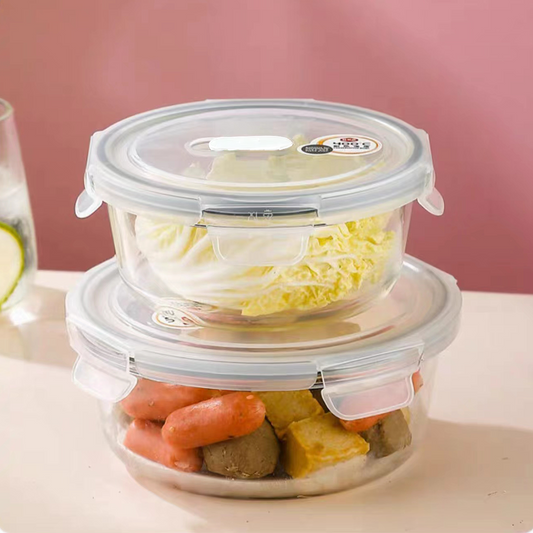 3010973-Round glass food storage box