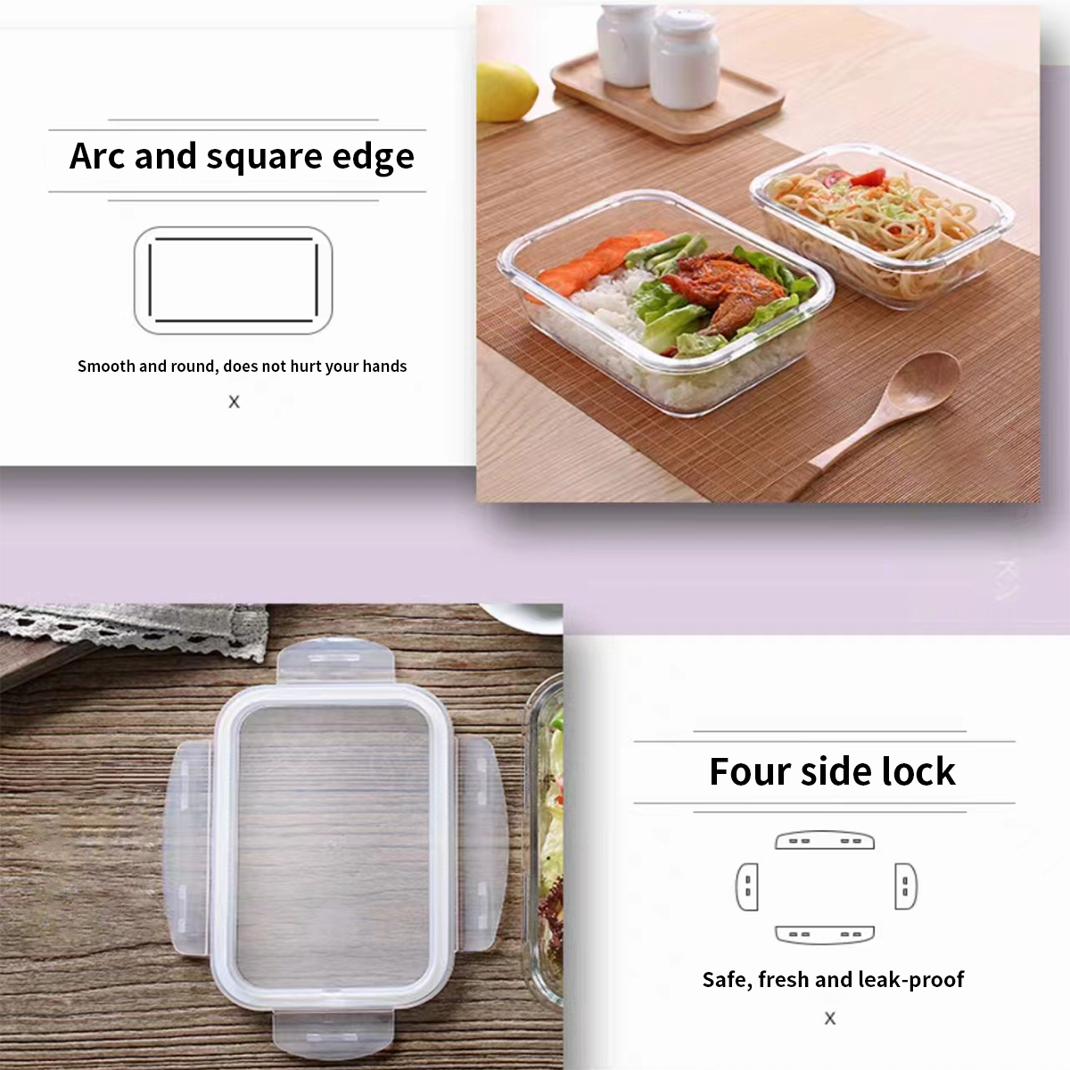 3010971-Square glass food storage box